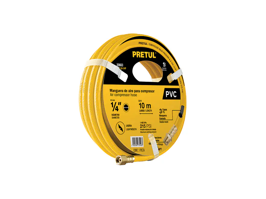 Manguera para Compresor Pretul 20663, de PVC, 10m x 1/4