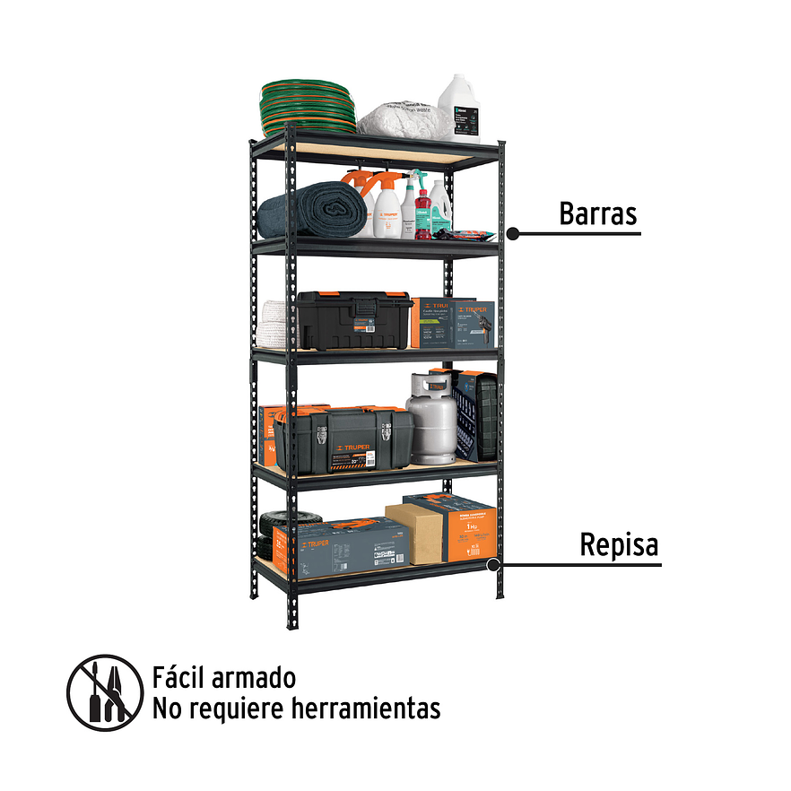 Estante Metálico Pretul 29023, 5 Repisas, 180x45x90, Capacidad 60 Kg 2