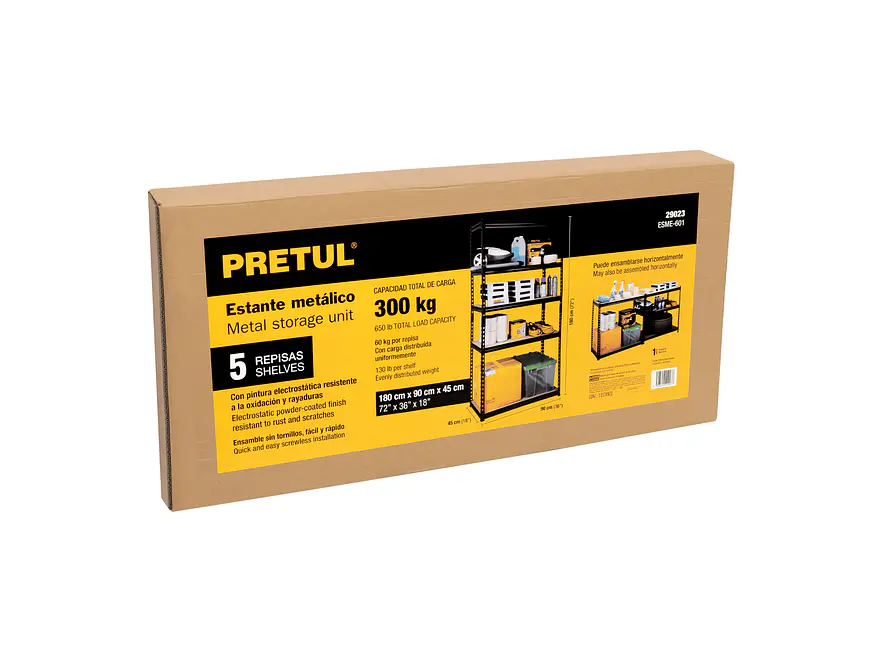 Estante Metálico Pretul 29023, 5 Repisas, 180x45x90, Capacidad 60 Kg - Foto 5 | aztools.co
