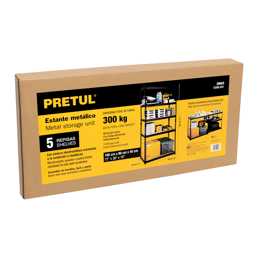 Estante Metálico Pretul 29023, 5 Repisas, 180x45x90, Capacidad 60 Kg 5
