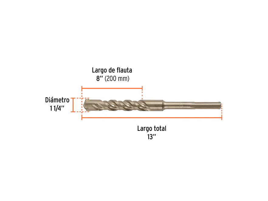 Broca SDS Truper para Concreto Truper 101465, 1-1/4 x 13