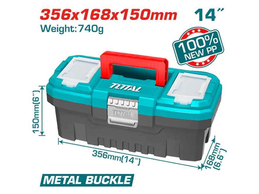 Caja Herramienta 14 Plastica Cierre Metalico Total Tpbx0142 - Envío a todo Colombia | aztools.co