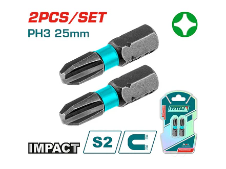 Puntas Taladro Imantada Ph3 25Mm + + Juego X 2 Pzs Industrial Super Total Tacim71Ph325 - Envío a todo Colombia | aztools.co