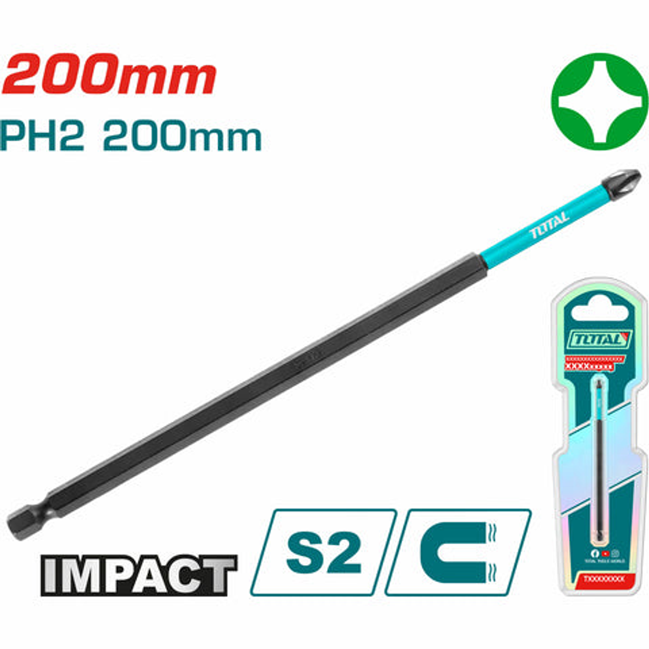 Puntas Taladro Imantada Ph2 200Mm + Industrial Super Total Tacim71Ph2200