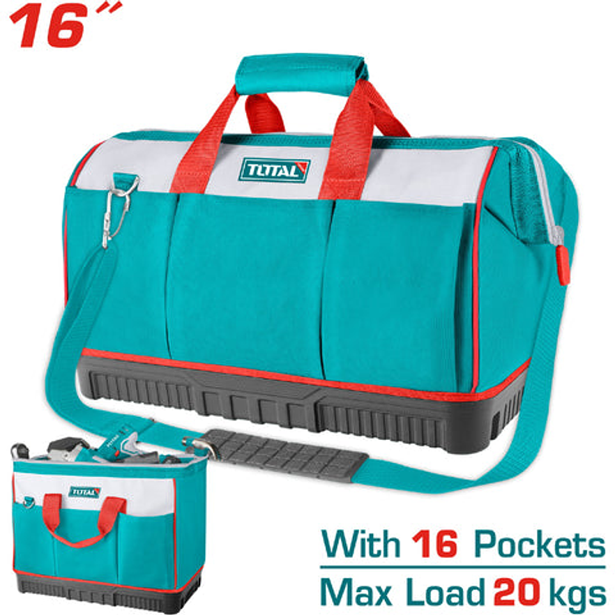 Bolso De Herramientas 16 Reforzado Industrial Capacidad Maxima 20Kg Super Total Tht16163