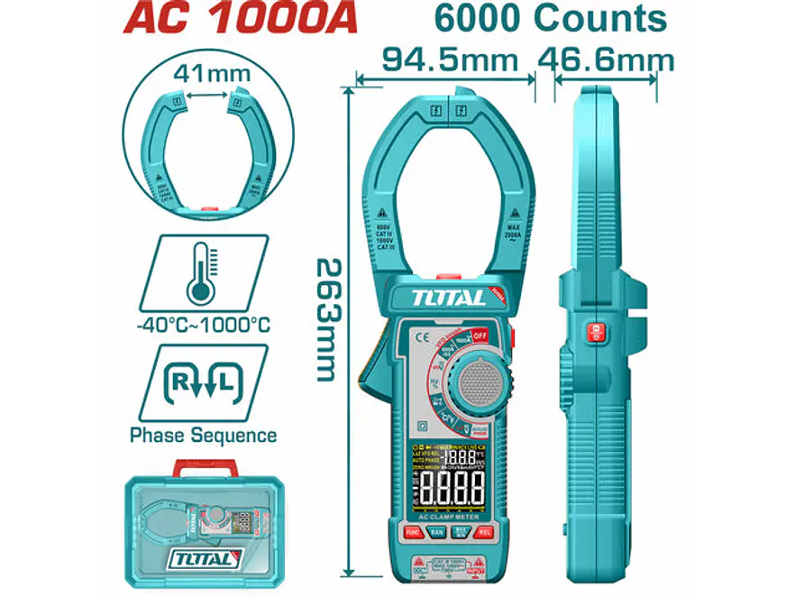 Pinza Voltiamperimétrica Industrial TOTAL TMT7610001 1000V Digital - Envío a todo Colombia | aztools.co