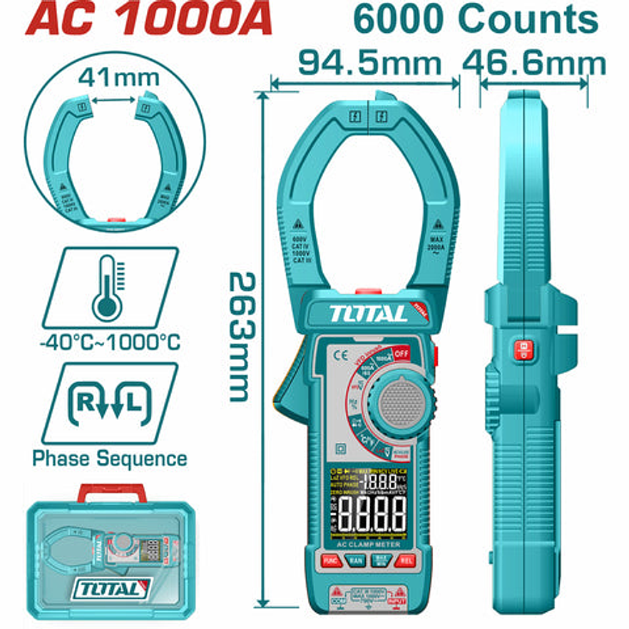 Pinza Voltiamperimetrica 1000V Digital Industrial Supertotal Tmt7610001 - Envío a todo Colombia | aztools.co