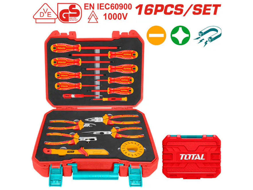 Set De Herramientas Aisladas 1000V X 16 Pzs Industrial Super Total Thkith1601 - Foto 1 | aztools.co