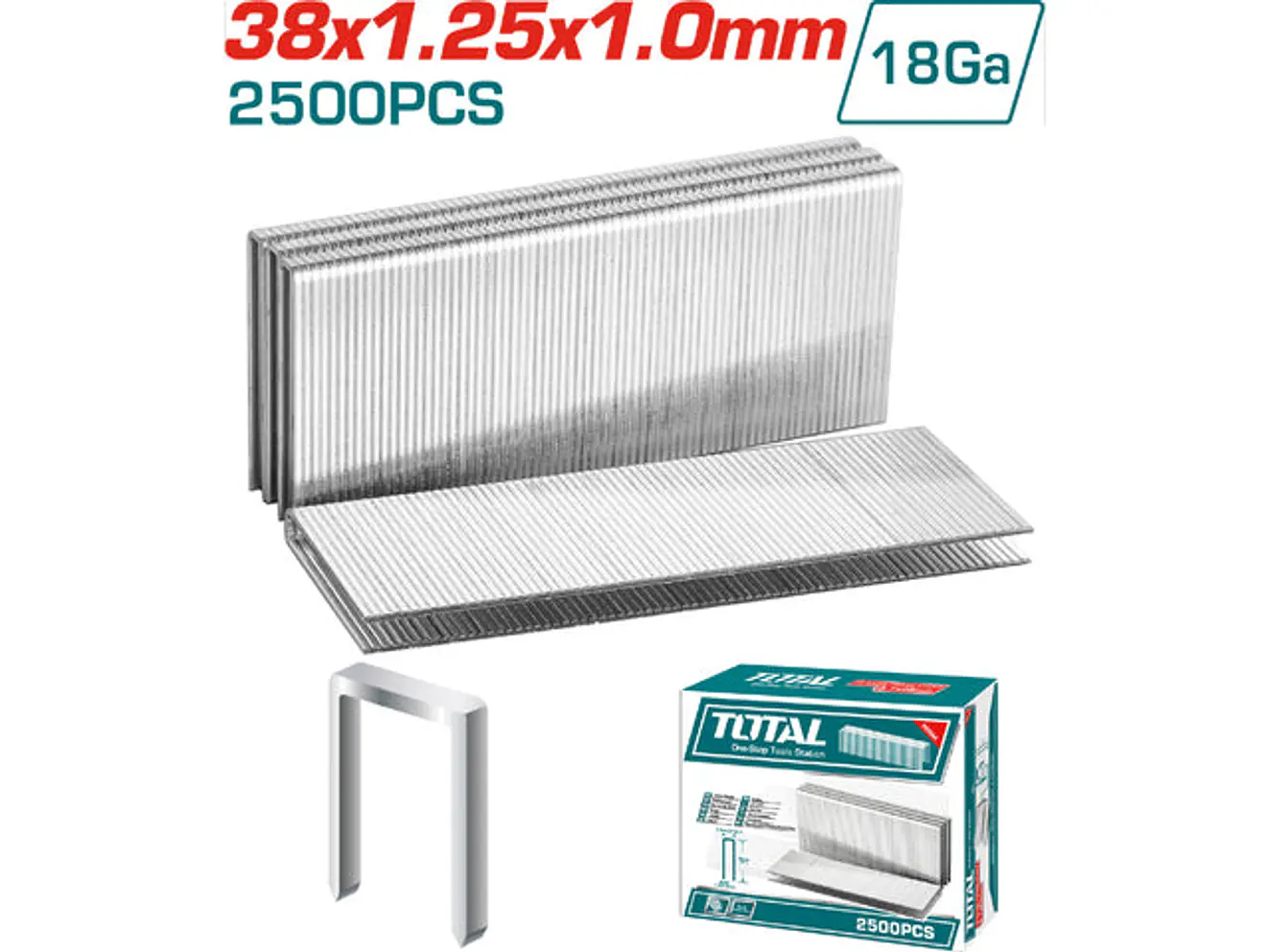 Grapas 38mm para Grapadora Neumática TOTAL 2500 pzs - TAC918382 - Foto 2 | aztools.co