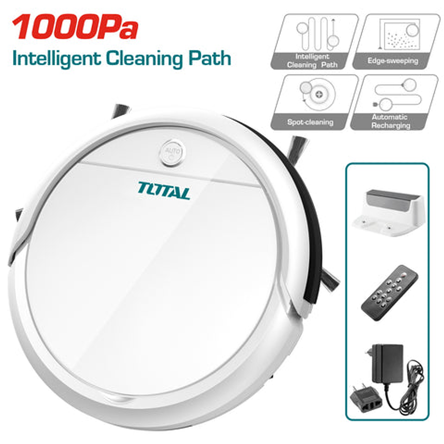 Aspiradora Robot TOTAL TVCRG30261 - Giroscopio - Programación de Ruta - Presión de Vacío 700-1000Pa - Batería de 2000mAh - Carga 3-5H