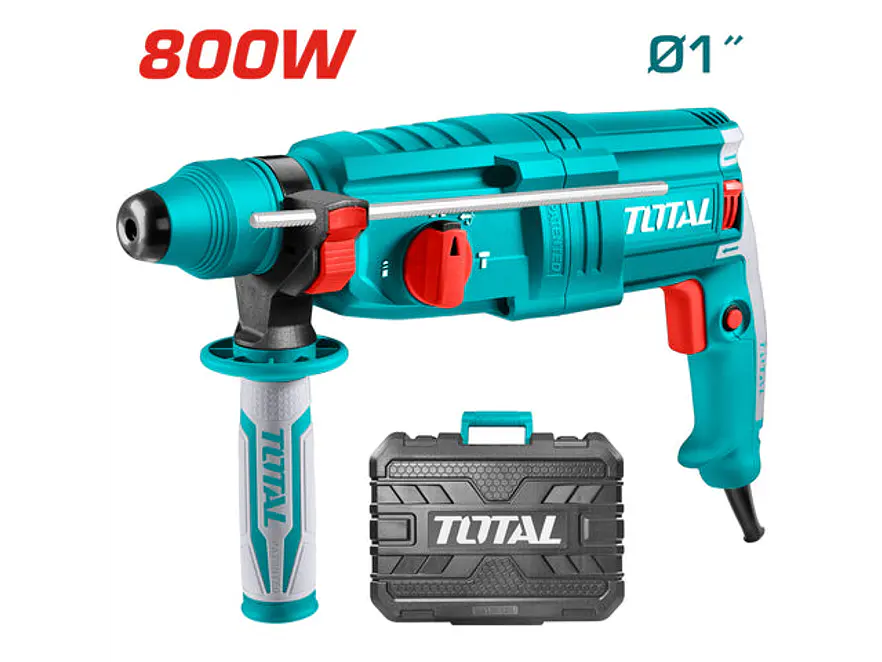 Rotomartillo SDS Plus 800W TOTAL UTH308268 2.5J + 3 Brocas + 2 Cinceles - Foto 1 | aztools.co