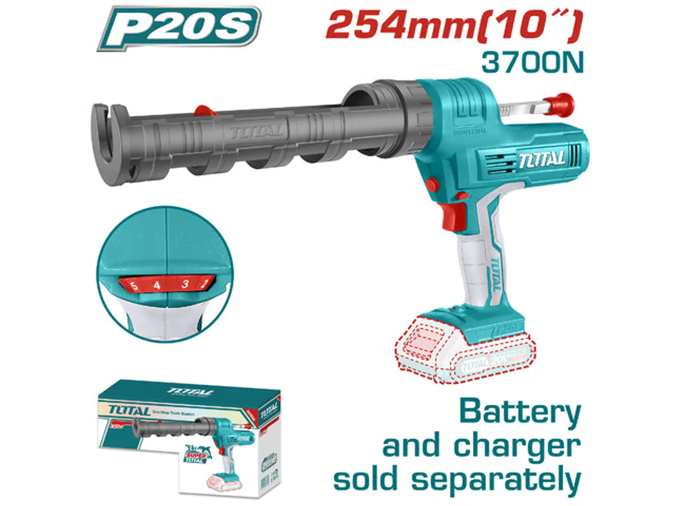 Pistola Calafateo Inalambrica 20V Industrial Bateria Y Cargador No Incluido Total Tcgli2001 - Envío a todo Colombia | aztools.co