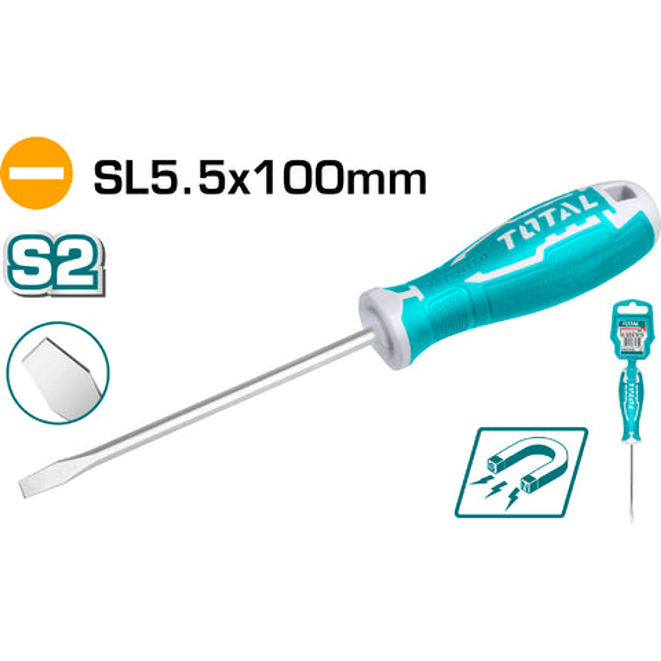 Destornillador 55X100Mm - Punta Inmantada Industrial Total Tht265100