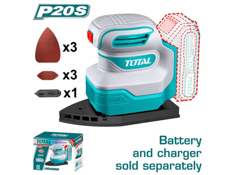 Lijadora De Palma Orbital Rotativa Inalambrica 20V 12000 Rpm Incluye 9 Lijas Industrial Super Total Tpsli2014 - Envío a todo Colombia | aztools.co