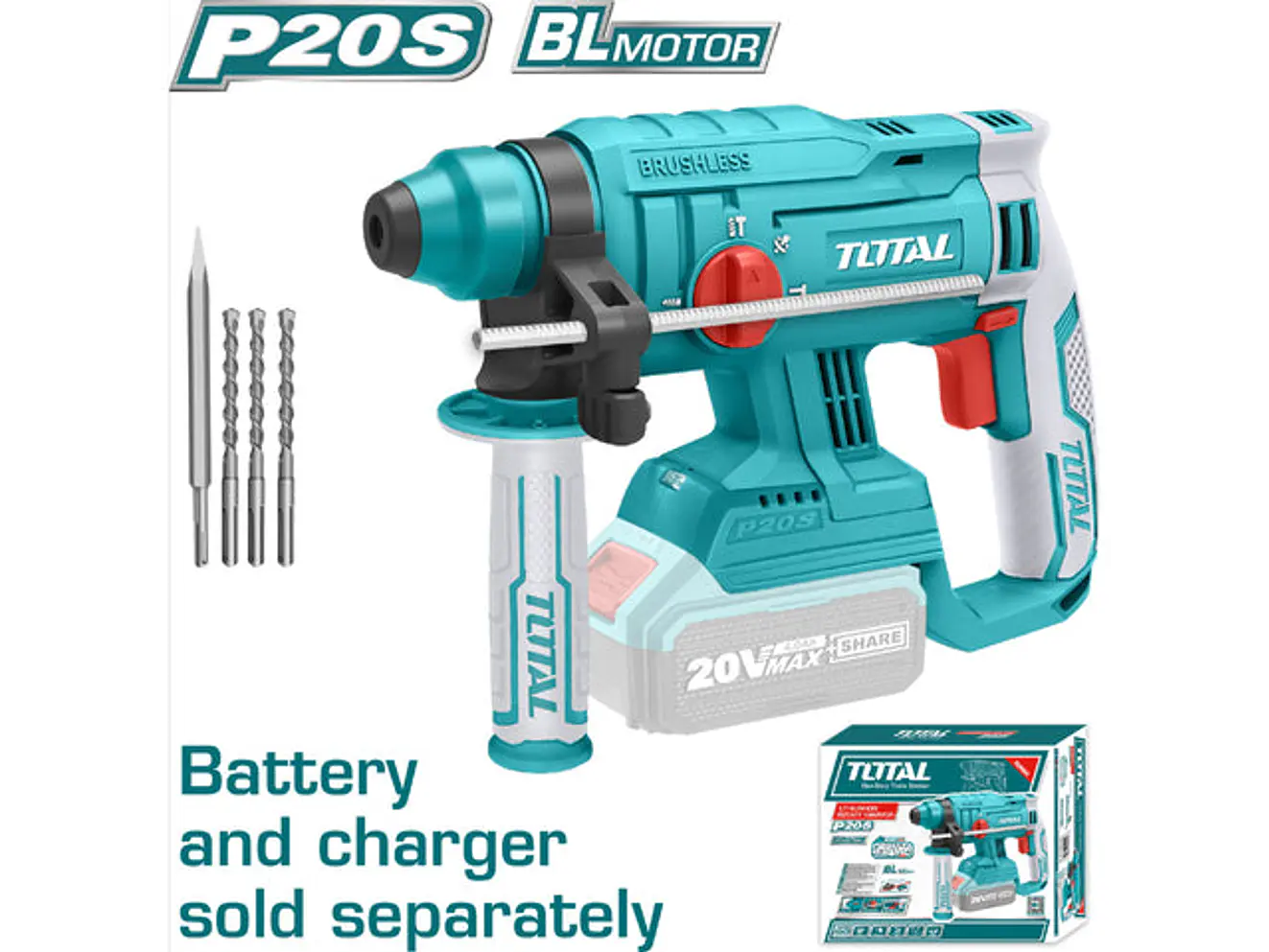 Rotomartillo SDS Plus 20V TOTAL TRHLI2201 Industrial 5/8