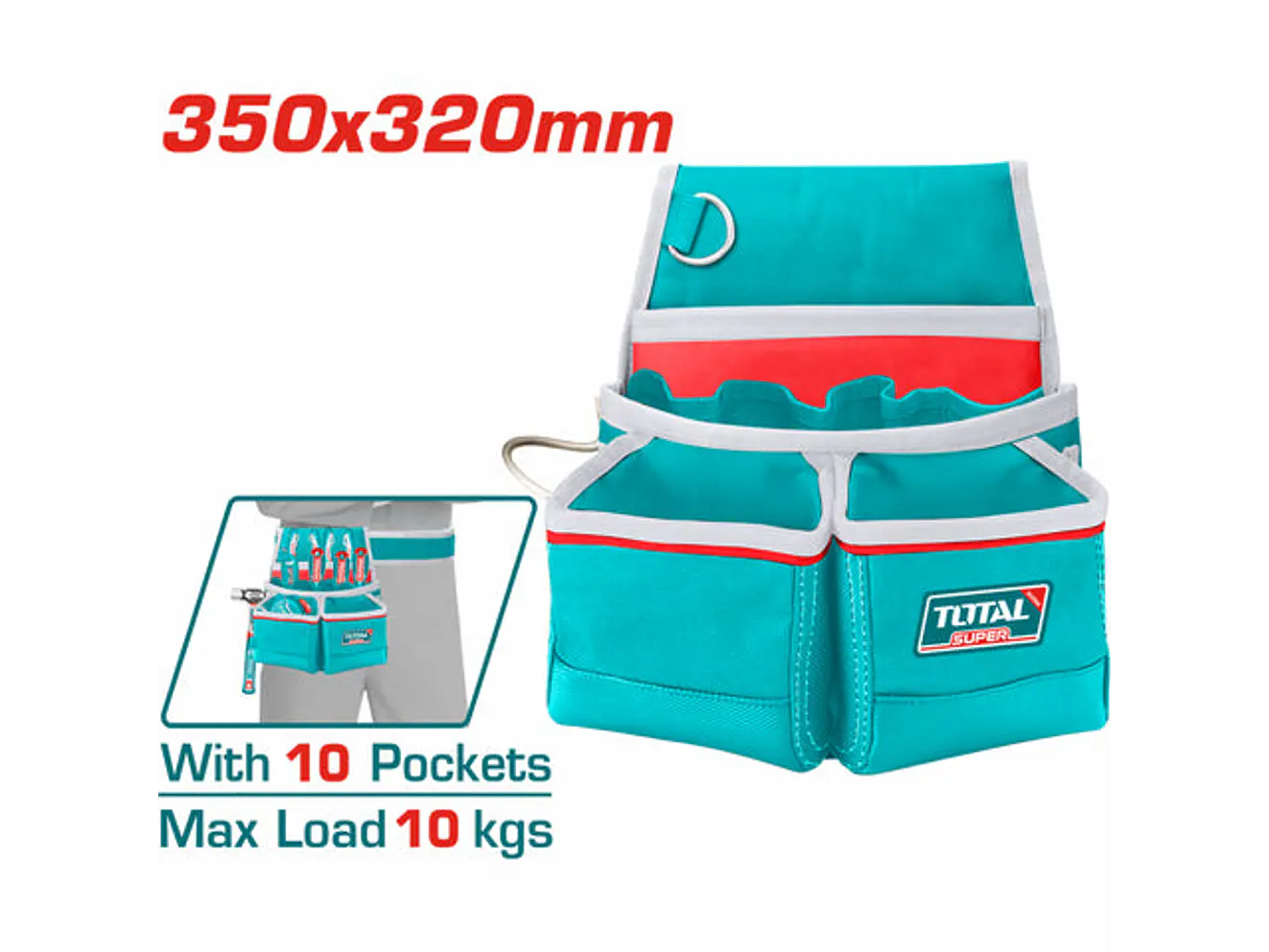 Porta Herramientas de Cinturón TOTAL 10 Bolsillos 10kg 1680D - THT16P10125 - Envío a todo Colombia | aztools.co