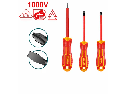 Destornillador Aislado 1000V Industrial Juego X 3 Pzs Total Thtis036 - Envío a todo Colombia | aztools.co