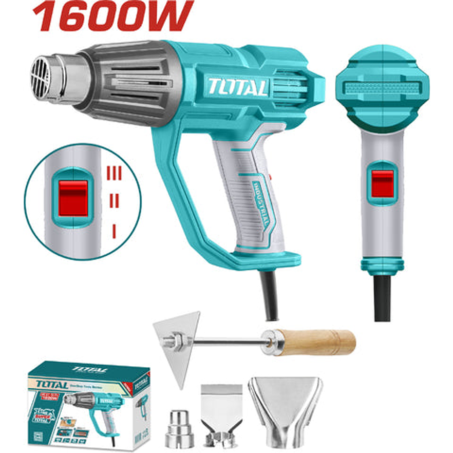 Pistola calor 1600W incluye 3 boquillas y 1 rascador industrial Total UTB16078 1