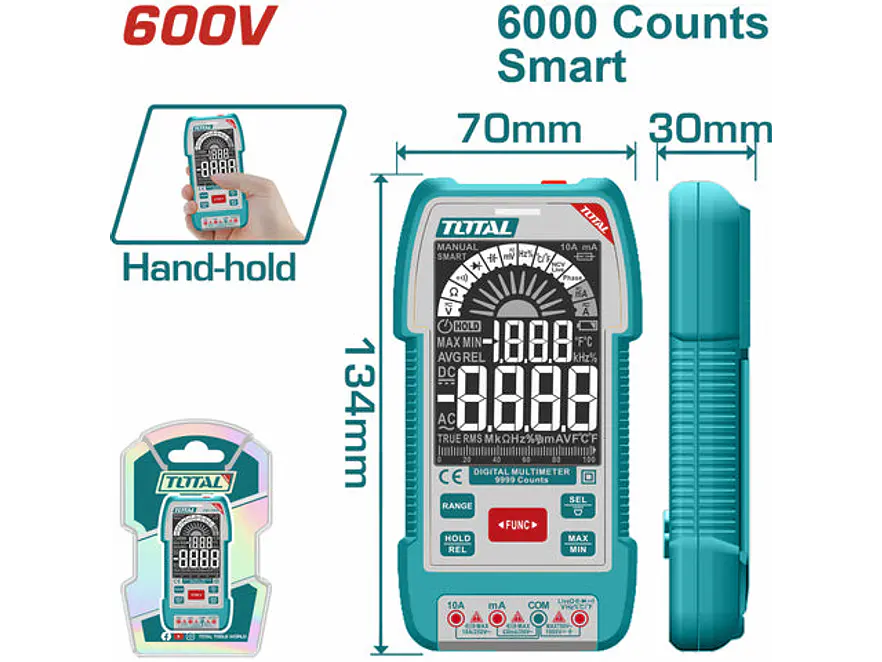 Multímetro Digital Industrial Super TOTAL TMT516004 600V Profesional - Envío a todo Colombia | aztools.co
