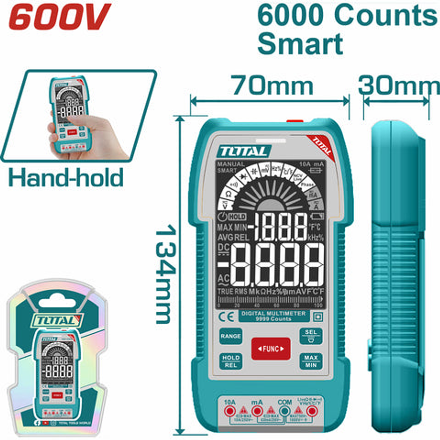 Tester Digital 600V Industrial Super Total Tmt516004 - Envío a todo Colombia | aztools.co