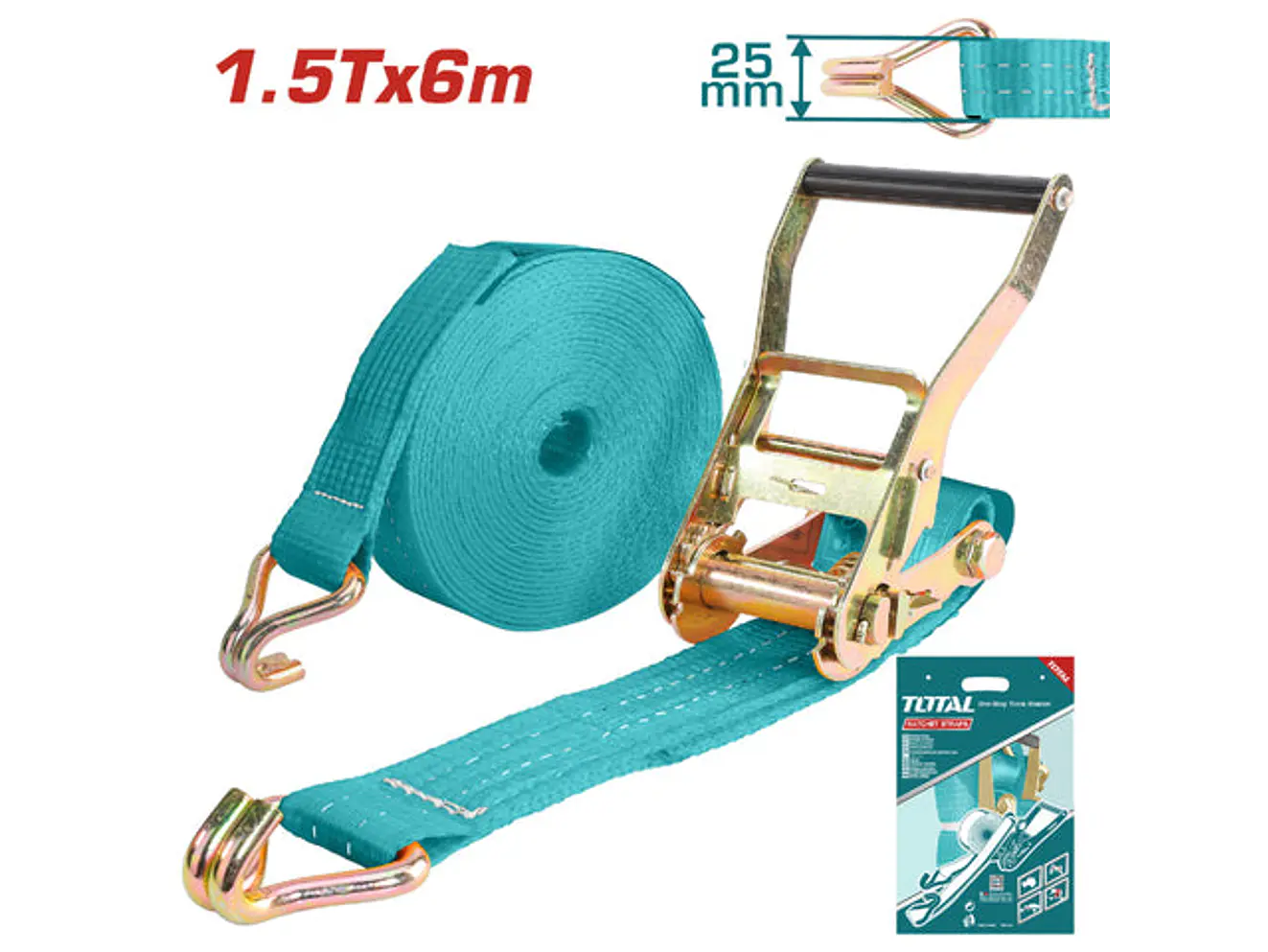 Correa Tensora de Amarre 1.5 Ton 6m TOTAL Ratchet - THTRS2061 - Envío a todo Colombia | aztools.co