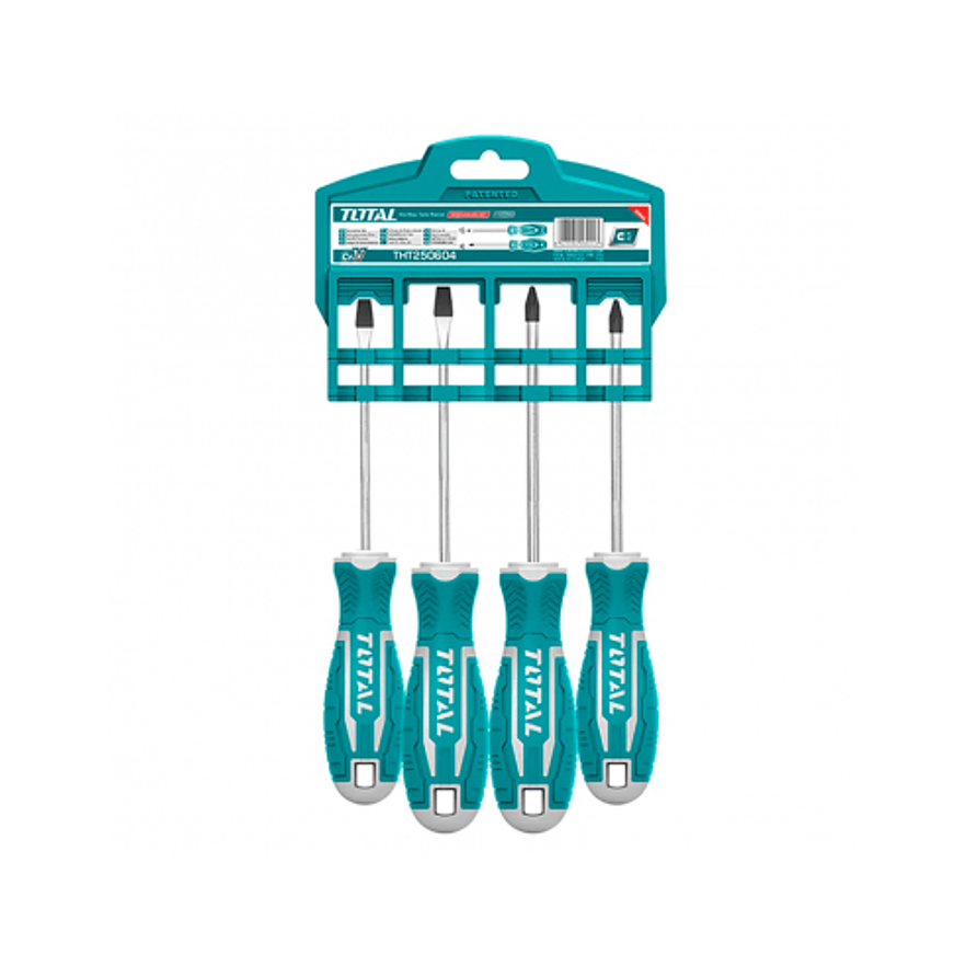 Juego Destornilladores X 4Pzs Punta Inmantada Total Tht250604 - Foto 1 | aztools.co