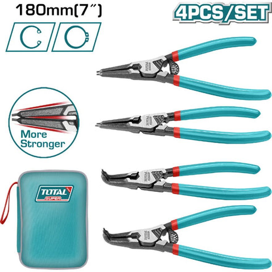 Set De Pinza Saca Pines X 4 Pzs Industrial Super Total Thtj214042