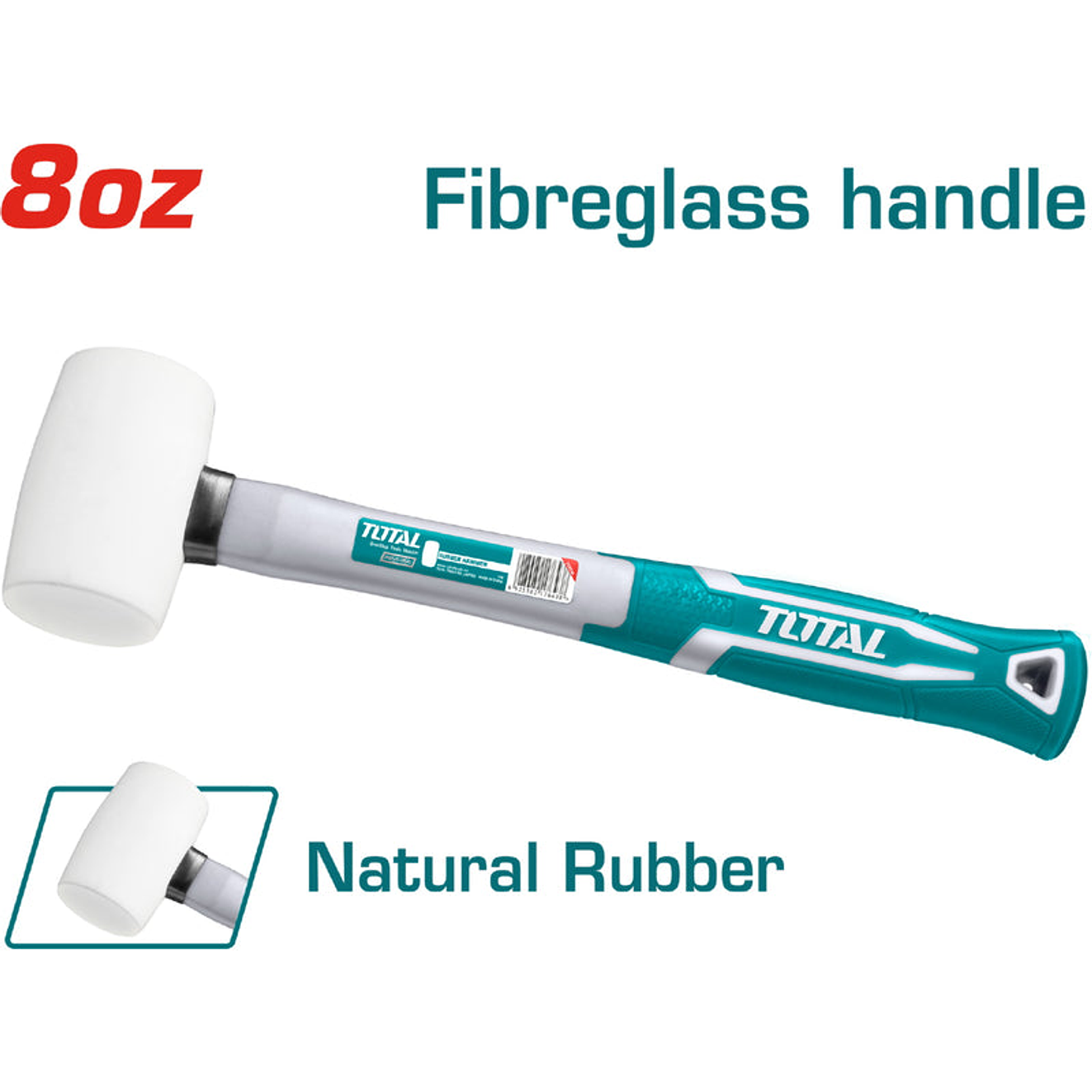 Martillo Chipote 8Oz Industrial Blanco Mango Fibra De Vidrio Total Tht76836