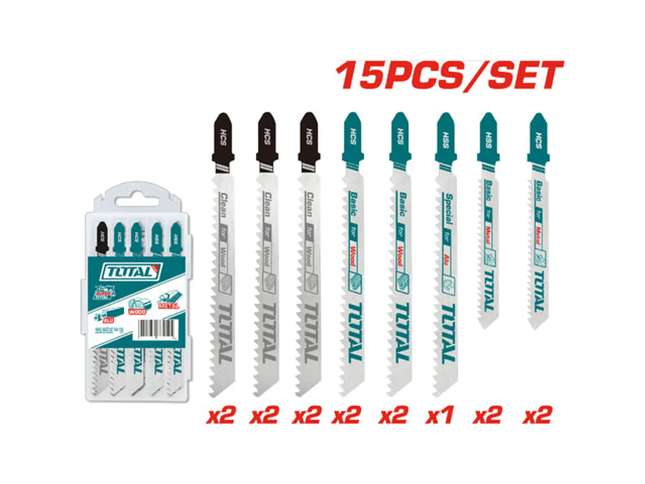 Set de Hojas para Sierra Caladora Juego x 15 Pzs TOTAL TAC1501 Zanco T - Envío a todo Colombia | aztools.co