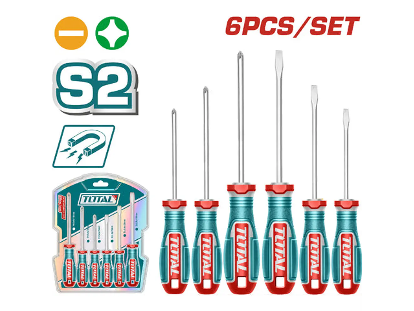 Juego de Destornilladores S2 6 Pzs SUPER TOTAL TKSDS0626 - Envío a todo Colombia | aztools.co