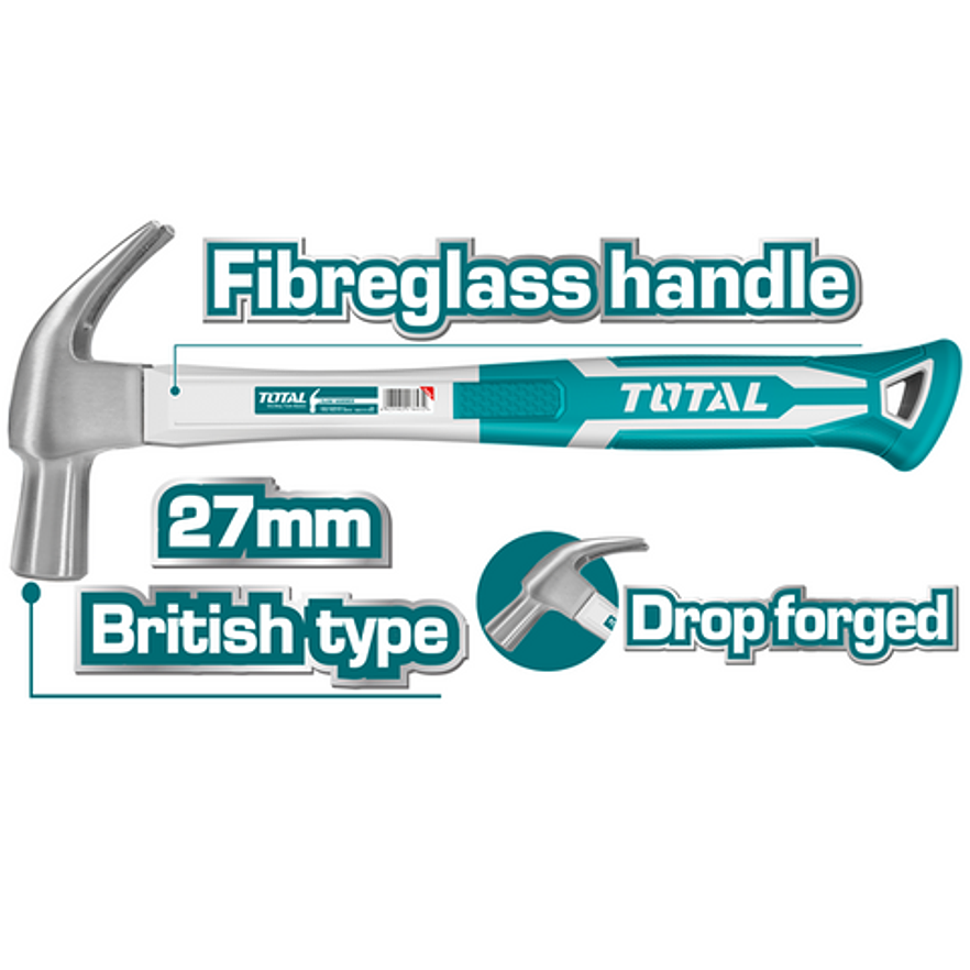 Martillo 27Mm Mango Fibra Vidrio Total Tht73227