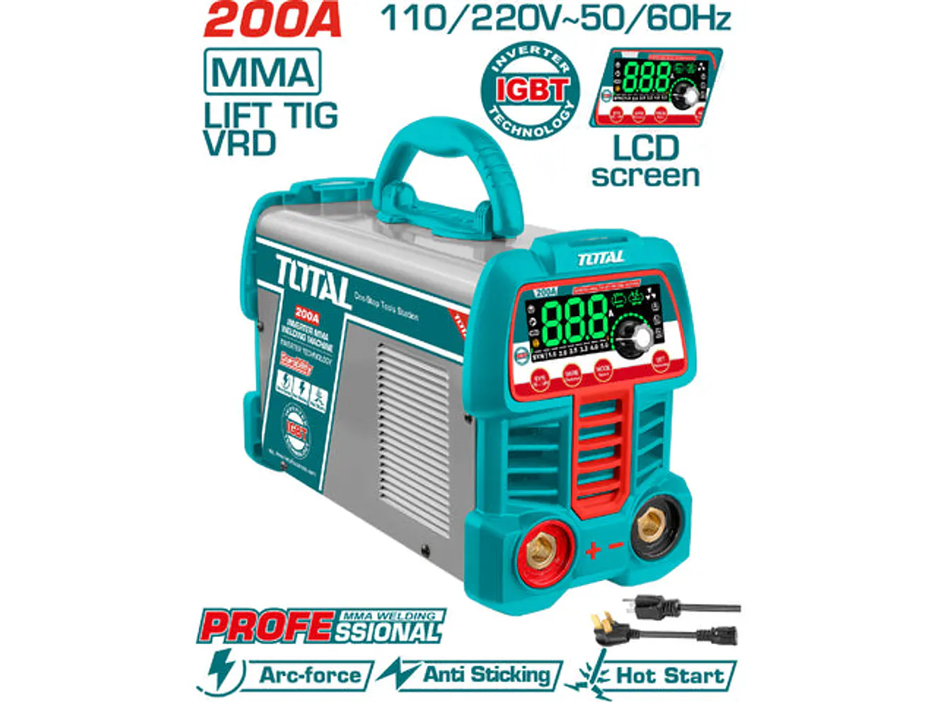 Soldador Inversor Digital 200A TOTAL UTW2200691 MMA - LIFT TIG (VRD) 110-120V - Foto 1 | aztools.co