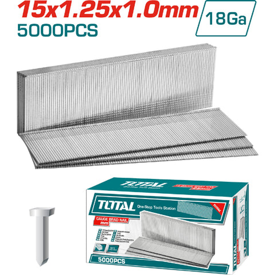 Clavillo 15Mm Para Grapadora Neumatica 5000Pzs Total Tac918151