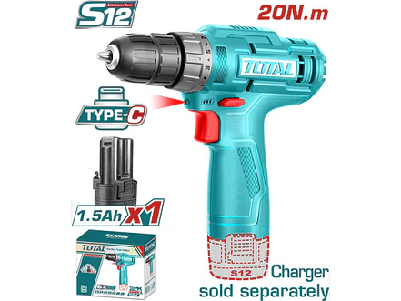Taladro Atornillador 12V TOTAL TDLI12428 Industrial + Batería 1.5Ah (Sin Cargador) - Foto 1 | aztools.co
