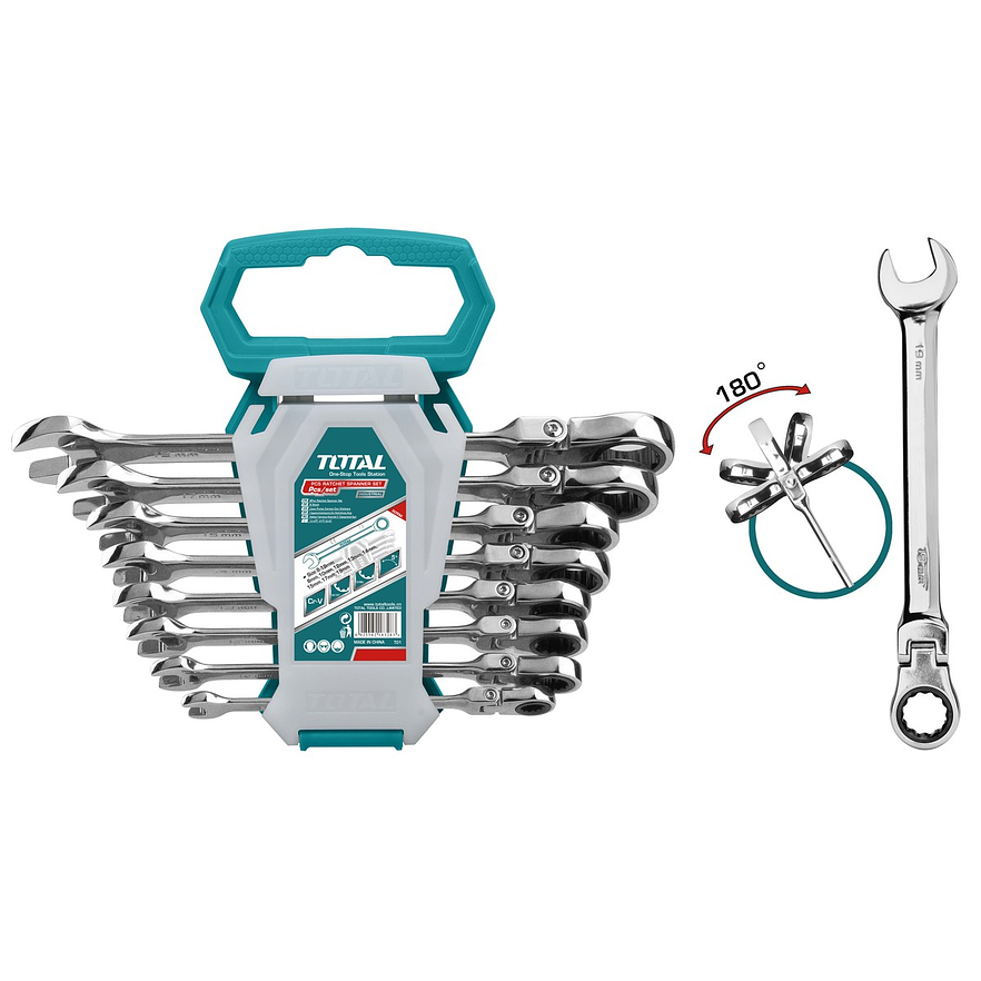 Llave Mixta Con Rache Flexible 8 - 19 Mm Juego X 8 Pzs Super Select Total Tht102Rk586