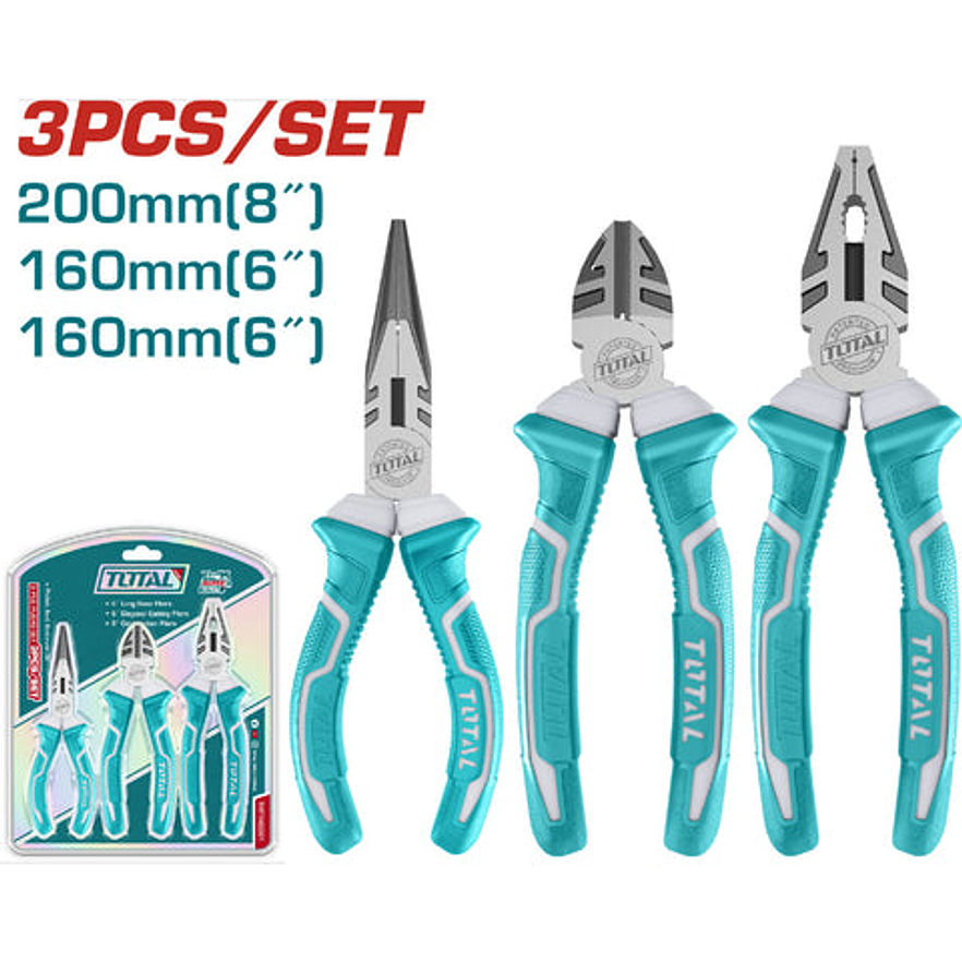 Juego De Alicates X 3 Pzs Pinza 6Cortafrio 6Alicate 8 Total Tht1K0301 - Envío a todo Colombia | aztools.co