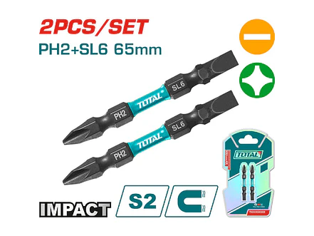 Puntas Taladro Industrial Doble Punta Imantada 65Mm + - Juego X 2 Pzs Industrial Super Total Tacim72Hl665 - Envío a todo Colombia | aztools.co