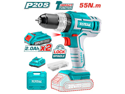 Taladro Inalambrico Percutor 1/2 Industrial Caja Plastica Incluye 2 Baterias 20V Y Brocas Total Utidli20031 - Envío a todo Colombia | aztools.co