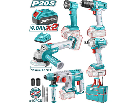 Combo de Herramientas 20V TOTAL UTCKLI2019 Taladro Percutor + Llave de Impacto - Envío a todo Colombia | aztools.co