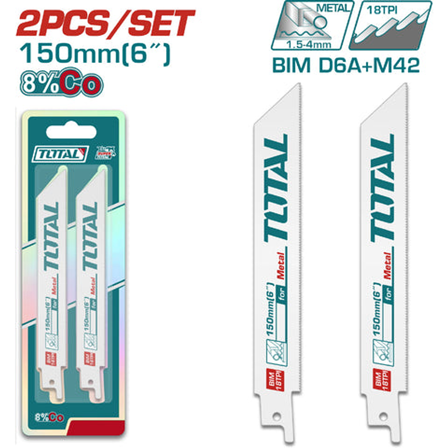 Set De Segueta Sierra Sable X2Pcs Para Metales Total Tac52922Ef - Envío a todo Colombia | aztools.co