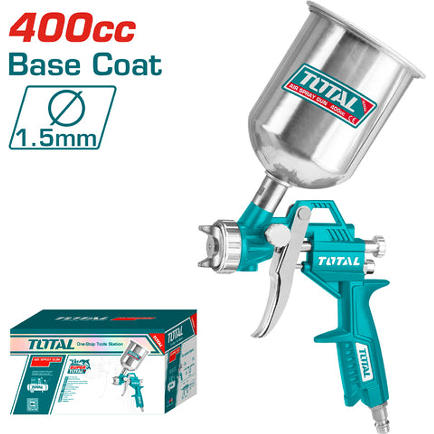 Aerografo 400Cc Vaso Aluminio Abanico Alta Presion Total Tat10401