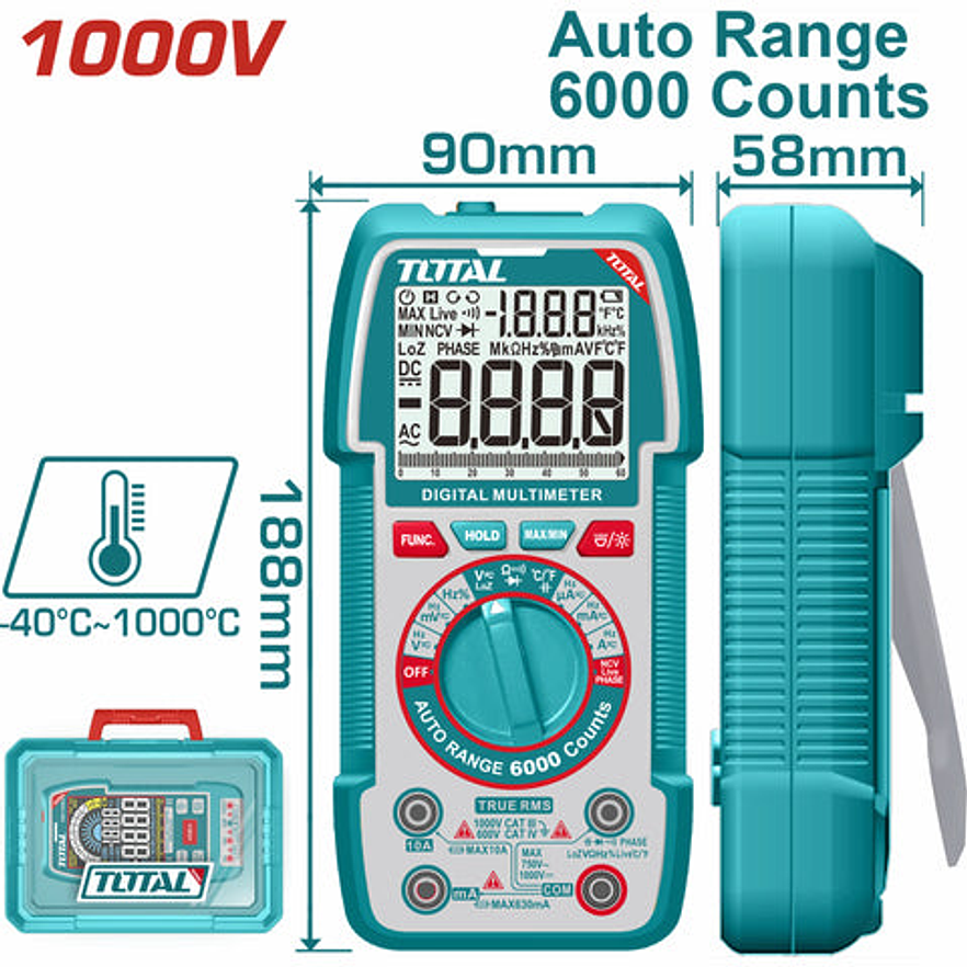 Tester Digital 1000V Industrial Super Total Tmt5310004 - Envío a todo Colombia | aztools.co