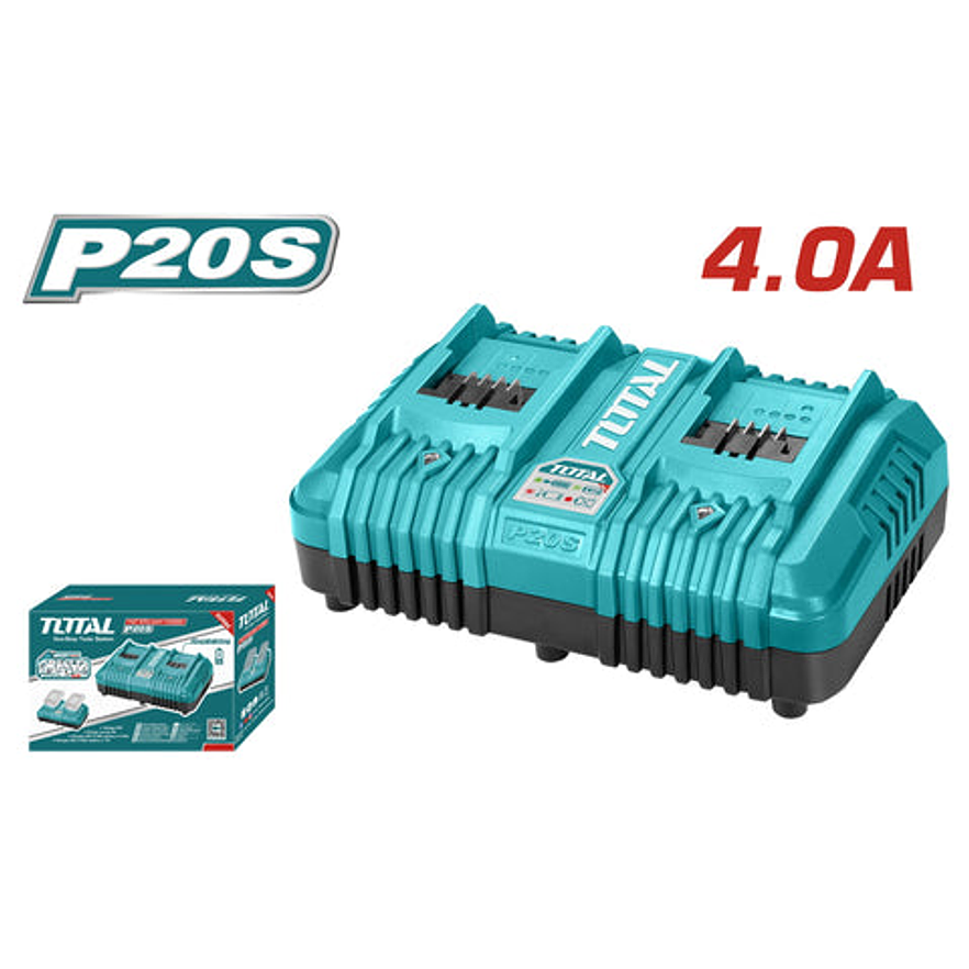 Cargador Inteligente Doble Para Baterias 20V Industrial Total Utcli2034