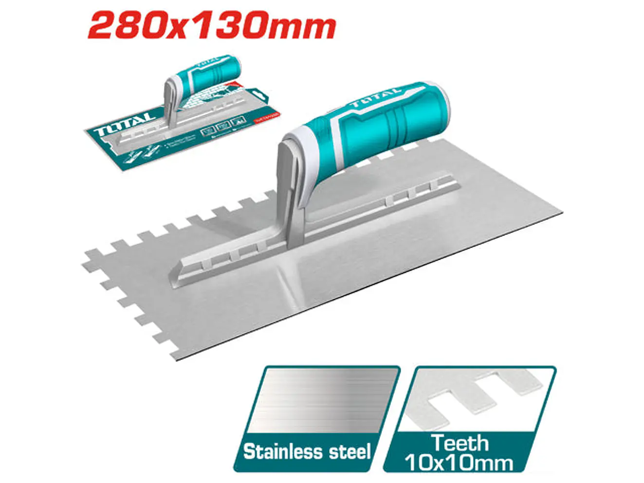 Llana 280 X 130 Mm Dentada Mango Plastico Acero Inoxidable Total Thtt81286 - Envío a todo Colombia | aztools.co