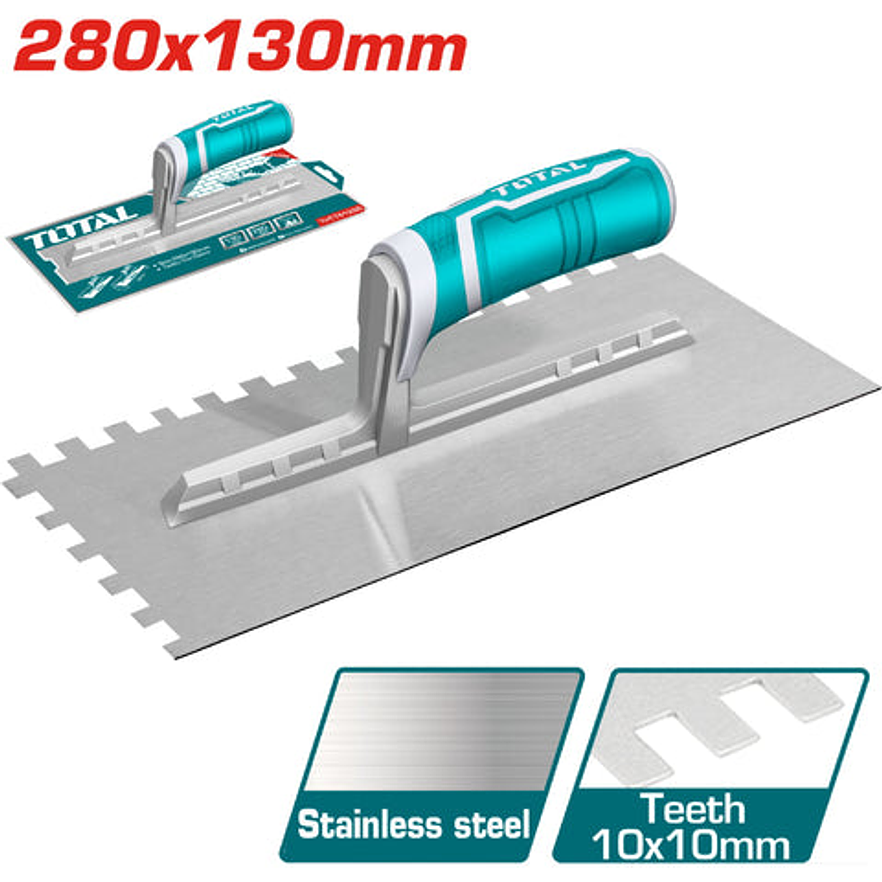 Llana 280 X 130 Mm Dentada Mango Plastico Acero Inoxidable Total Thtt81286