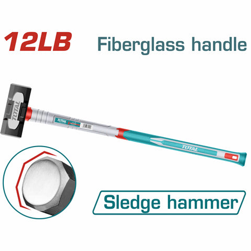 Porra 12 Lb Hierro Mango Fibra De Vidrio Super Total Thsm61598