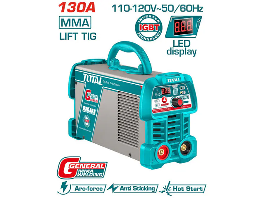Soldador Inversor Digital 130A TOTAL UTW213059 MMA - LIFT TIG 110-120V - Foto 1 | aztools.co