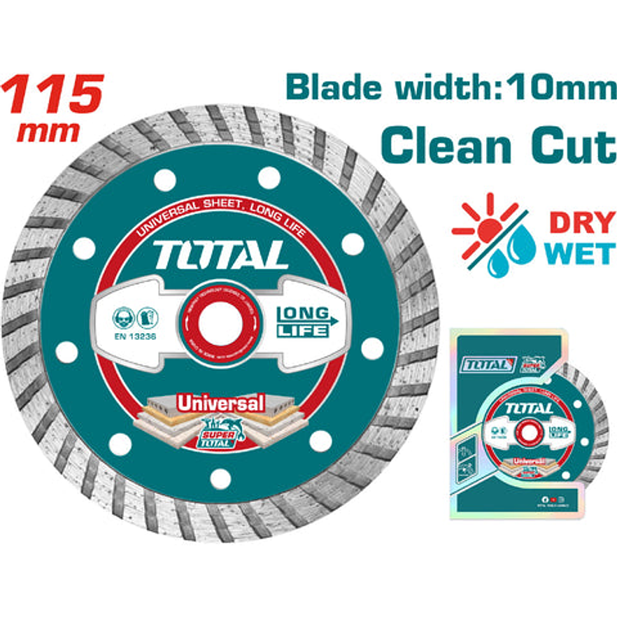 Disco De Corte Diamantado Turbo 4 1/2 115Mm Total Tac2131153 - Envío a todo Colombia | aztools.co