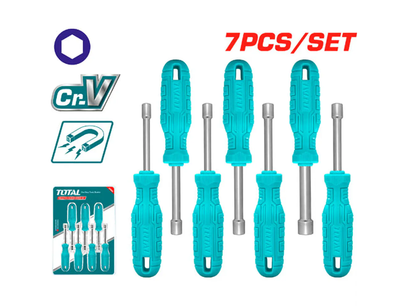 Destornilador Punta Hexagonal Juego X 7Pcs Total Tnss0701 - Envío a todo Colombia | aztools.co