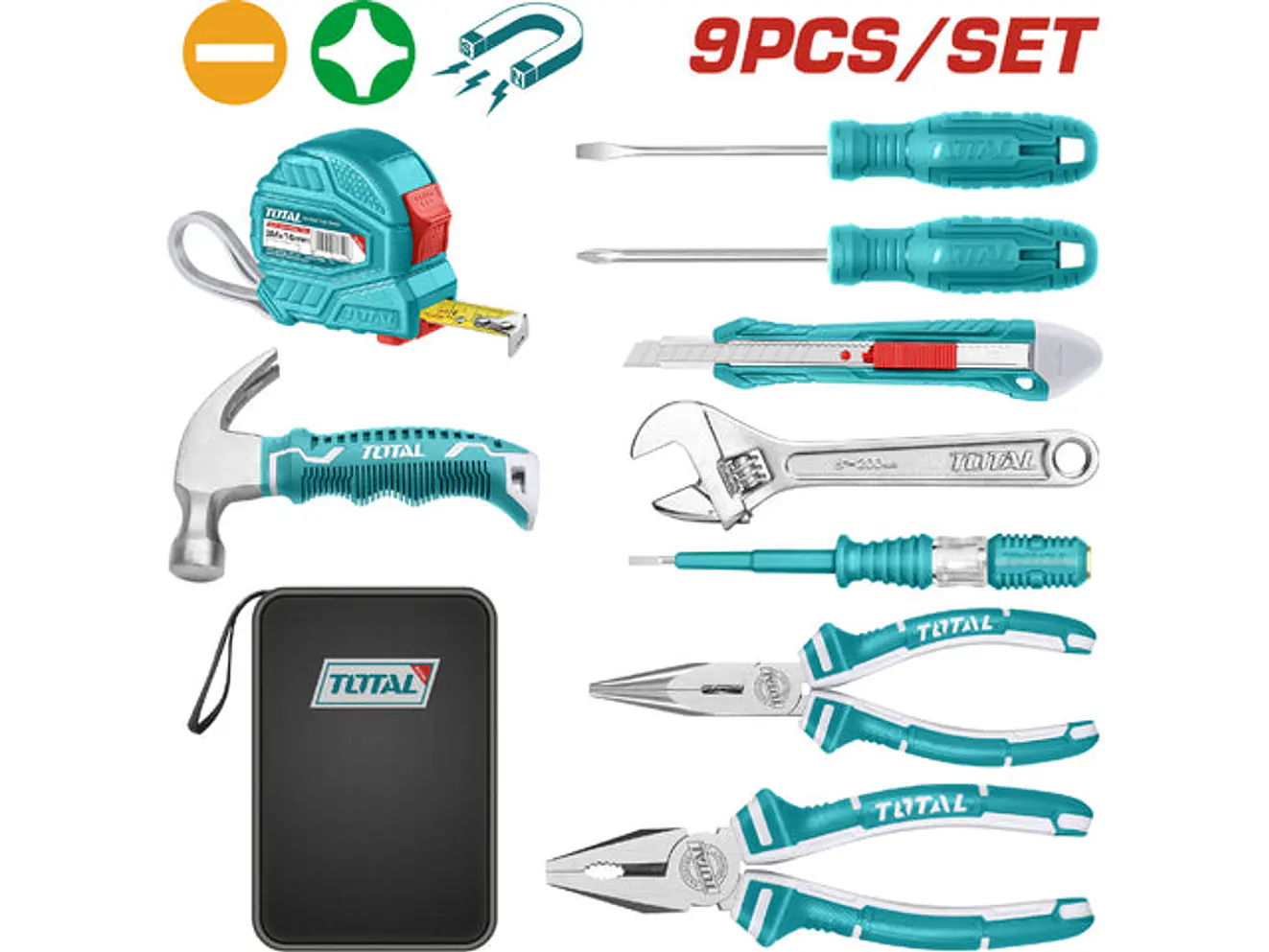 Juego de Herramientas Esenciales 9 Pzs TOTAL THKTHP90096 - Envío a todo Colombia | aztools.co
